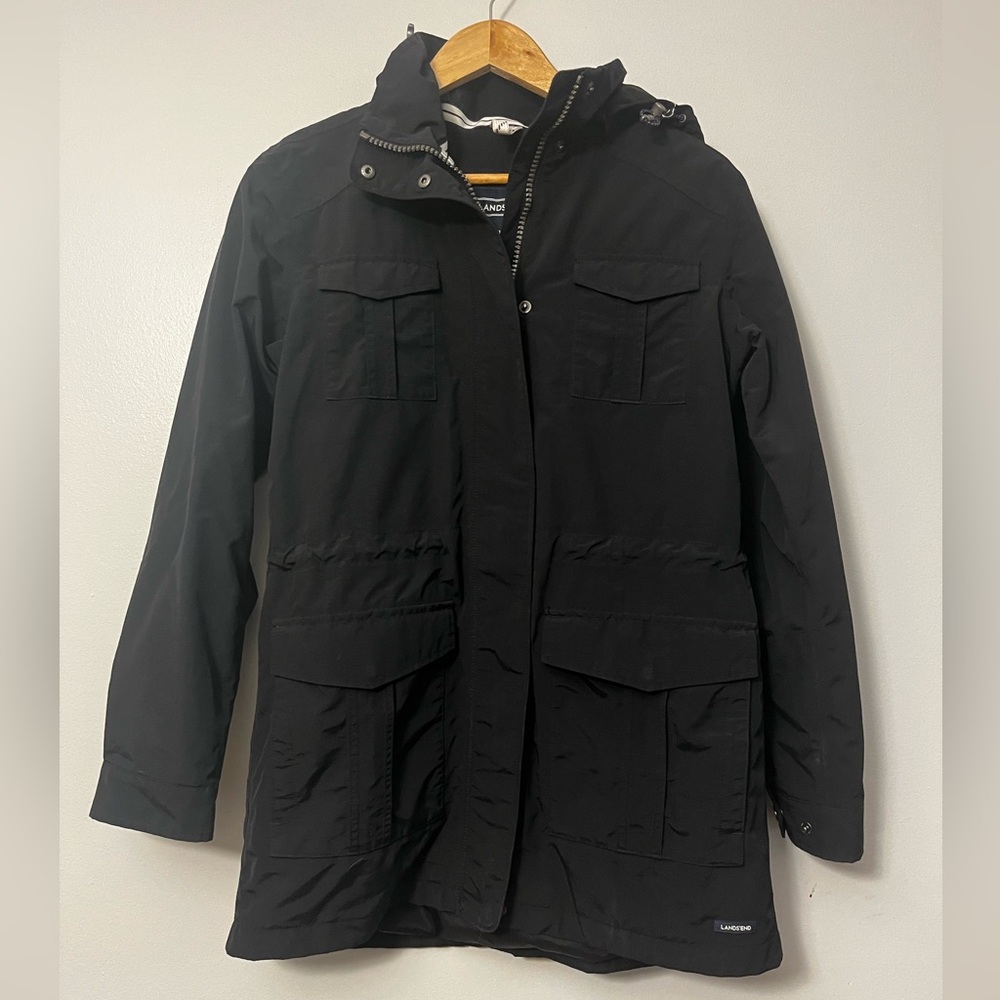 Lands' End Black Raincoat